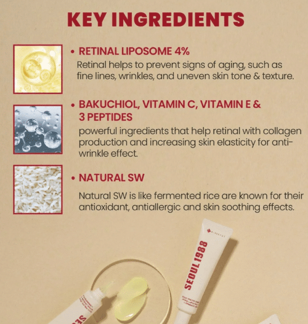 KSECRET - SEOUL 1988 Eye Cream : Retinal Liposome 4% + Fermented Bean 30ml - Image 5